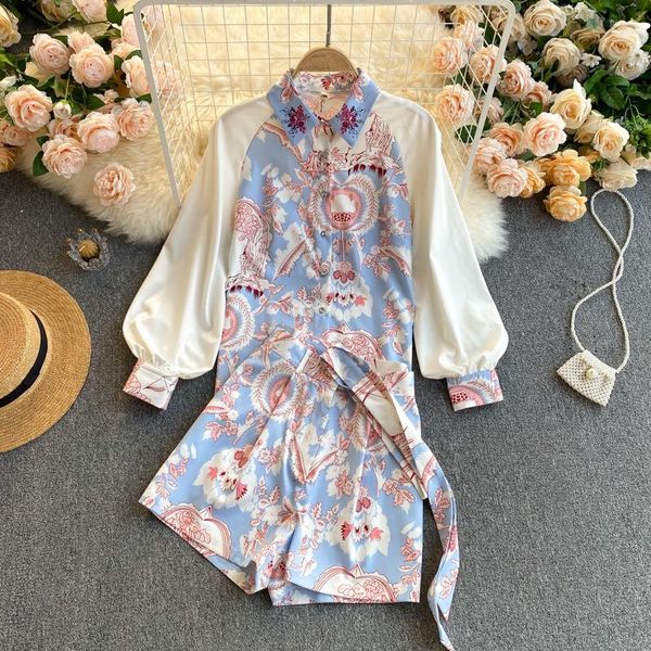 women's tracksuits 2021 women fashion retro court print lapel long sleeve shirts + high waist slim broad-legged shorts two piece sets, Gray
women's tracksuits 2021 women fashion retro court print lapel long sleeve shirts + high waist slim broad-legged shorts two piece sets, Gray