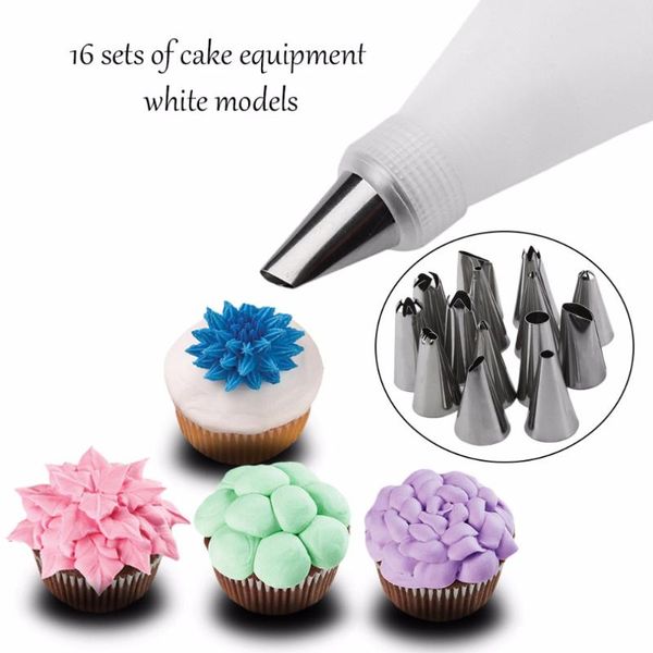 16pcs/set silicone pastry bag icing piping nozzles set scraper flower cream tips converter baking cup diy cake decorating tools &
16pcs/set silicone pastry bag icing piping nozzles set scraper flower cream tips converter baking cup diy cake decorating tools &