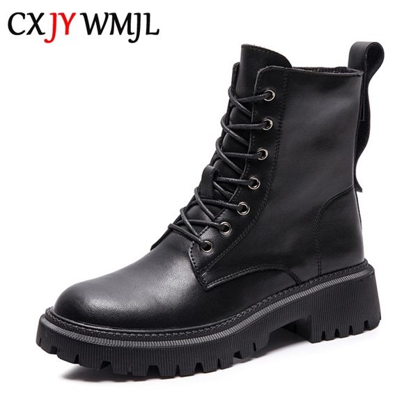 cxjywmjl genuine leather martin boots for women winter british style side zipper motorcycle boots ladies autumn platform booties 211103, Black
cxjywmjl genuine leather martin boots for women winter british style side zipper motorcycle boots ladies autumn platform booties 211103, Black