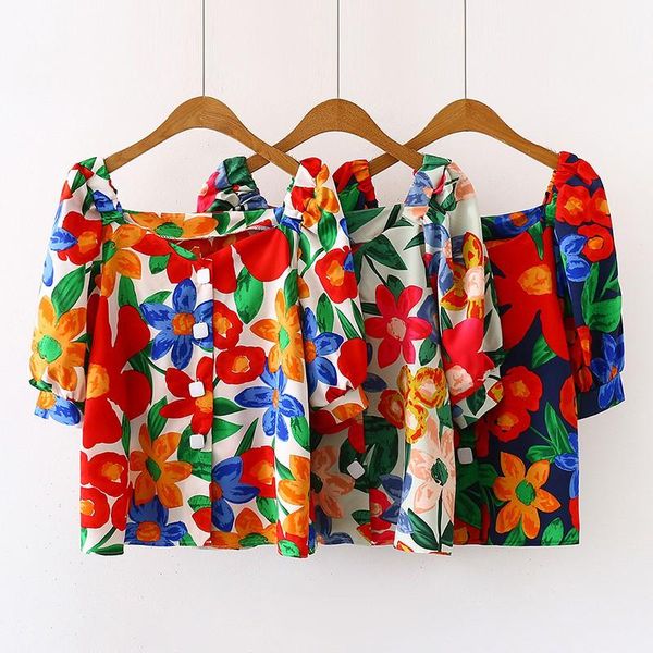 women chiffon casual short sleeve button blouses loose shirt sweet floral print blouse women's & shirts, White
women chiffon casual short sleeve button blouses loose shirt sweet floral print blouse women's & shirts, White