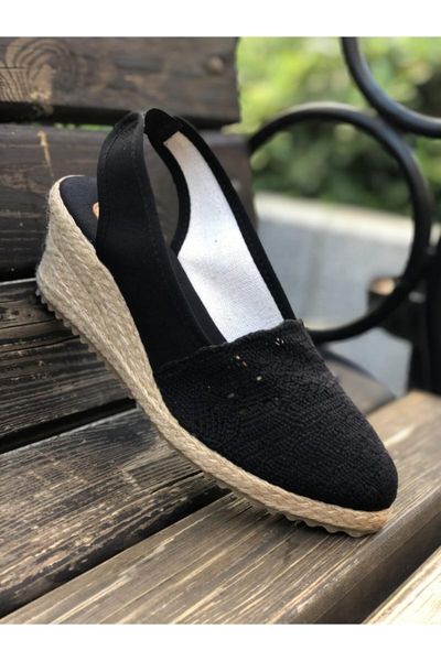 sandals women's black handmade knitted straw wedges 6941
sandals women's black handmade knitted straw wedges 6941