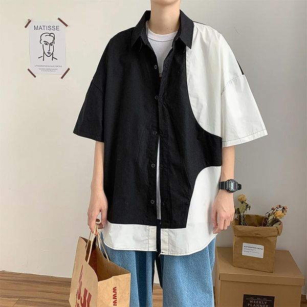 summer casual shirts japanese stitching short sleeved shirt hip-hop harajuku style loose short-sleeved camisas para hombre men's, White;black
summer casual shirts japanese stitching short sleeved shirt hip-hop harajuku style loose short-sleeved camisas para hombre men's, White;black