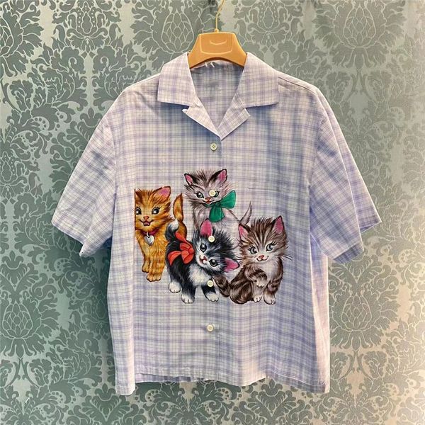 women's blouses & shirts summer runway designer femme 2021 korean fashion short sleeve blue plaid womens casual chemise y8w8, White
women's blouses & shirts summer runway designer femme 2021 korean fashion short sleeve blue plaid womens casual chemise y8w8, White