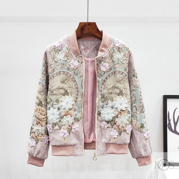 women's fur & faux autumn short jacket woman korean fashion embroidery flowers baseball loose long sleeve zipper ladies outerwear, Black
women's fur & faux autumn short jacket woman korean fashion embroidery flowers baseball loose long sleeve zipper ladies outerwear, Black