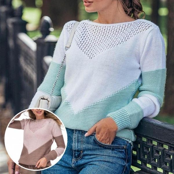 women's sweaters knitwear contrast color patchwork sweater lady loose pullover all match for office, White;black
women's sweaters knitwear contrast color patchwork sweater lady loose pullover all match for office, White;black