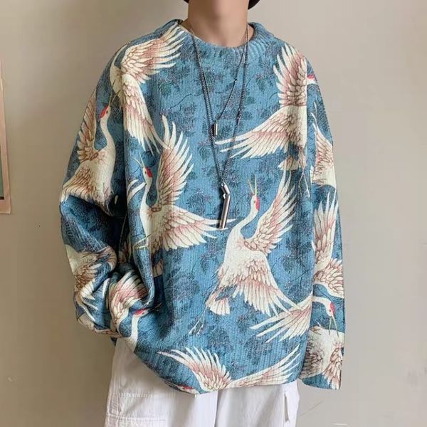 men fashion vintage pattern printed harajuku sweater winter sweatshirts vintage knitted sweaters male loose japanese pullover, White;black
men fashion vintage pattern printed harajuku sweater winter sweatshirts vintage knitted sweaters male loose japanese pullover, White;black