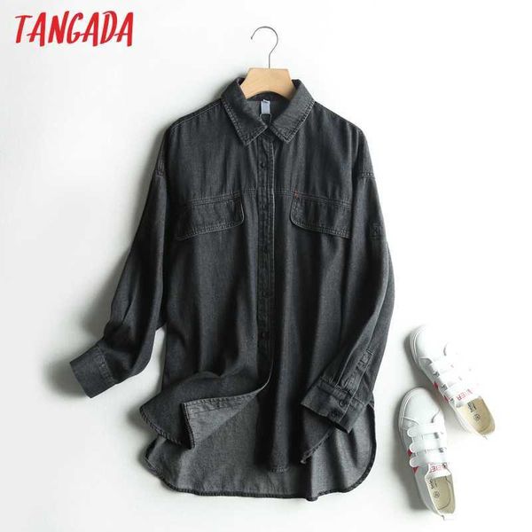 tangada women retro oversized black denim blouse long sleeve chic female casual loose shirt blusas femininas 3s12 210609, White
tangada women retro oversized black denim blouse long sleeve chic female casual loose shirt blusas femininas 3s12 210609, White