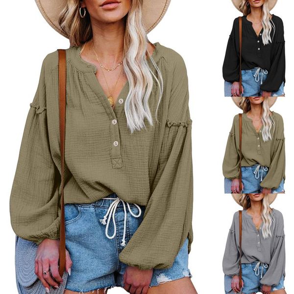 women's blouses & shirts long sleeve v neck linen button down blouse casual loose autumn harajuku vintage style trendy, White
women's blouses & shirts long sleeve v neck linen button down blouse casual loose autumn harajuku vintage style trendy, White