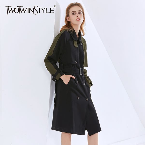 twotwinstyle casual hit color windbreaker for women lapel long sleeve patchwork sashes trench female fashion clothing 210517, Tan;black
twotwinstyle casual hit color windbreaker for women lapel long sleeve patchwork sashes trench female fashion clothing 210517, Tan;black