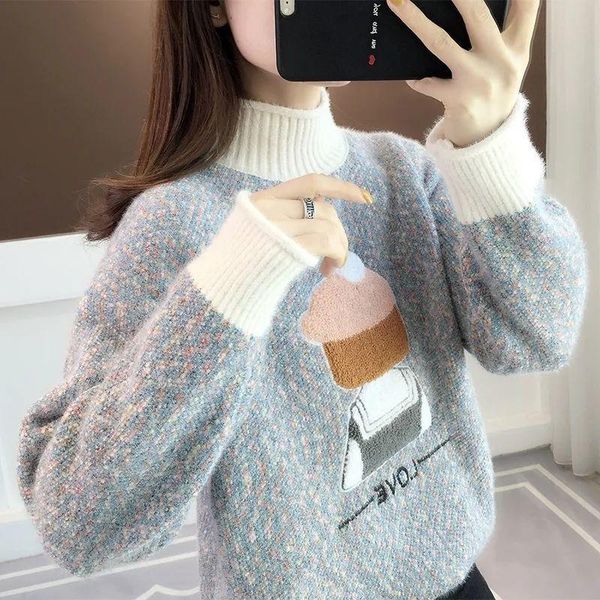 women's sweaters sweater loose fashion high neck autumn and winter 2021 long-sleeved pullover knit all-match casual, White;black
women's sweaters sweater loose fashion high neck autumn and winter 2021 long-sleeved pullover knit all-match casual, White;black