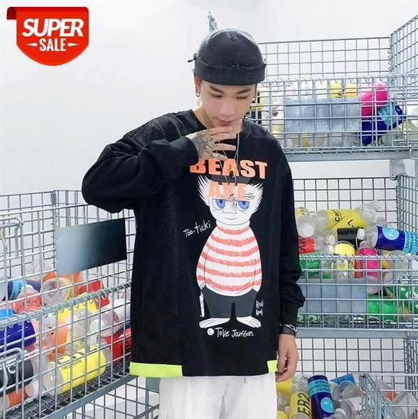 european and american street fashion pullover t-shirt hip-hop high loose mesh printing stitching long-sleeved sweater men #2a8z, Black
european and american street fashion pullover t-shirt hip-hop high loose mesh printing stitching long-sleeved sweater men #2a8z, Black
