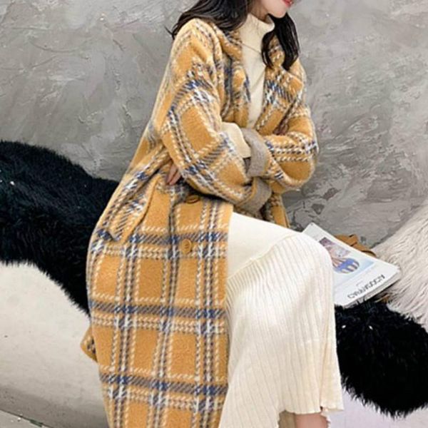 women's wool & blends 2021 winter women chic long loose casual plaid coats ladies autumn fashion collar elegant female woolen warm outw, Black
women's wool & blends 2021 winter women chic long loose casual plaid coats ladies autumn fashion collar elegant female woolen warm outw, Black
