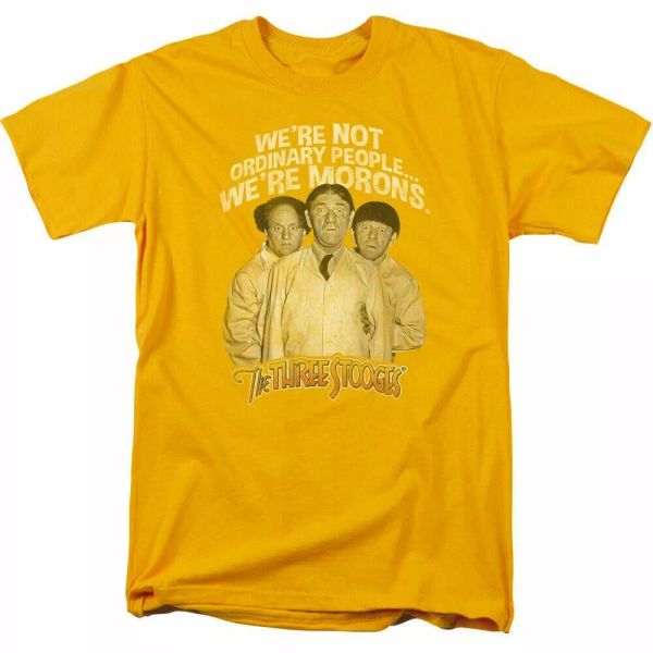 the three stooges morons t shirt mens licensed moe larry curly tee gold, White;black
the three stooges morons t shirt mens licensed moe larry curly tee gold, White;black