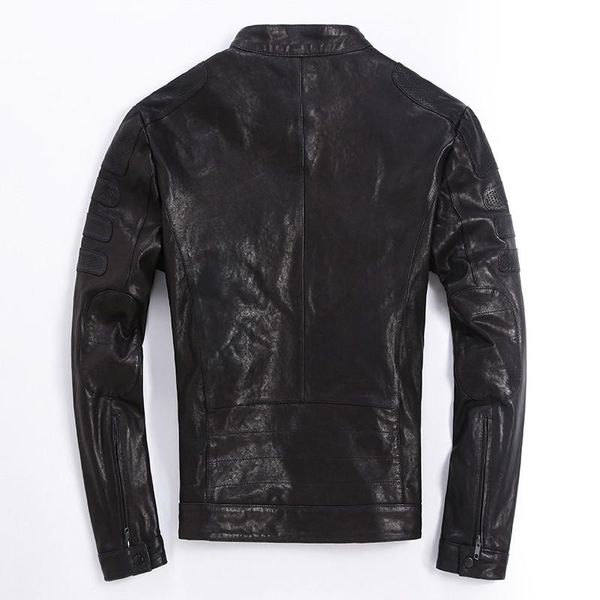 men's leather & faux real sheepskin coat 200% genuine jacket short slim jackets for men outwear lg0005 mf062, Black
men's leather & faux real sheepskin coat 200% genuine jacket short slim jackets for men outwear lg0005 mf062, Black