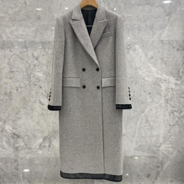 women's wool & blends arrival autumn winter fashion woolen overcoat women double breasted gray office lady long outwear, Black
women's wool & blends arrival autumn winter fashion woolen overcoat women double breasted gray office lady long outwear, Black