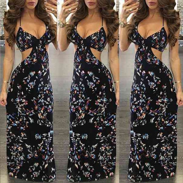 women summer vintage boho backless long maxi evening party beach dress floral sundress, Black;gray
women summer vintage boho backless long maxi evening party beach dress floral sundress, Black;gray