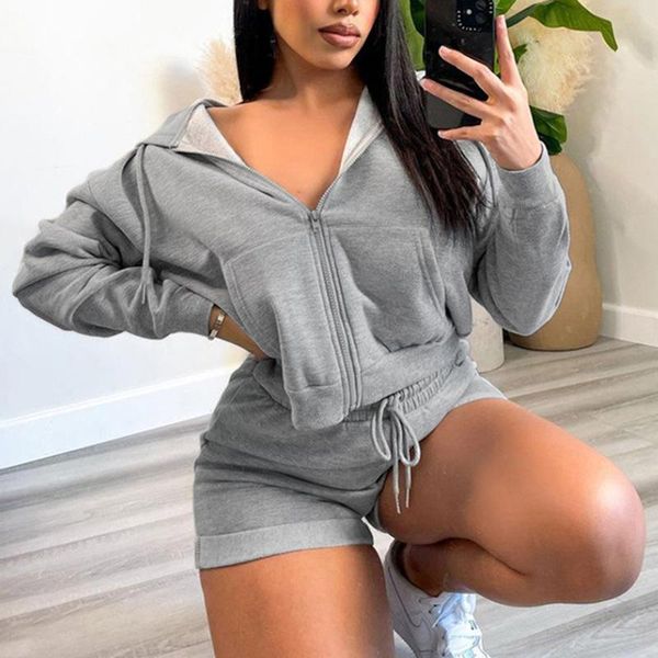 women's tracksuits seasons solid sporty two piece set women autumn casual hoody sweatshirt+drawstring shorts matching femaletracksuit a, Gray
women's tracksuits seasons solid sporty two piece set women autumn casual hoody sweatshirt+drawstring shorts matching femaletracksuit a, Gray