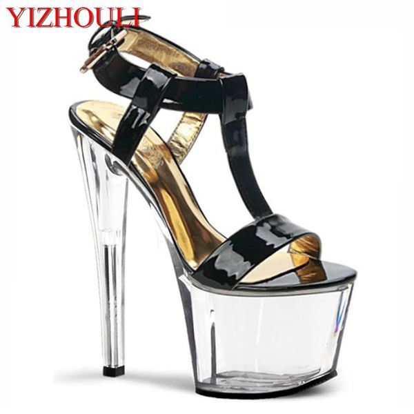 crystal shimmering sandals ultra high heels platform 6 inches of shoes 17cm, Black
crystal shimmering sandals ultra high heels platform 6 inches of shoes 17cm, Black