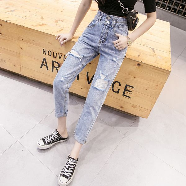 loose women broken hole deep blue discoloured fashion denim jeans total elegant female length ladies
loose women broken hole deep blue discoloured fashion denim jeans total elegant female length ladies