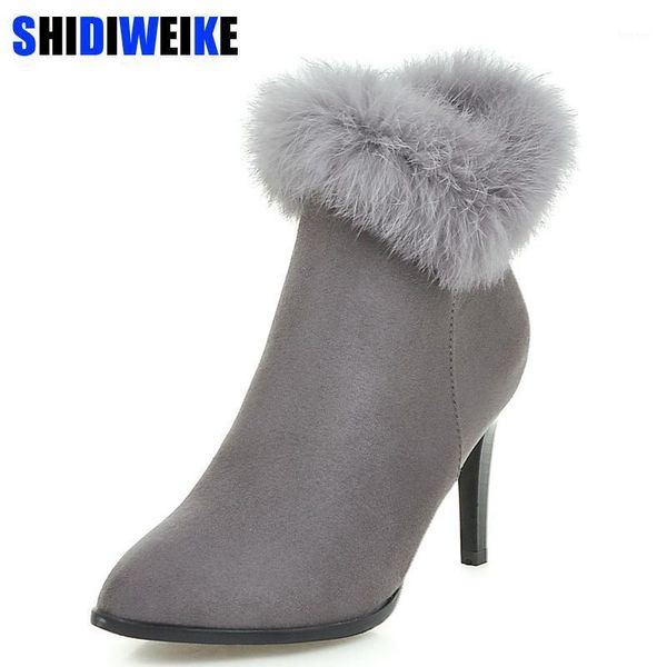 boots fashion pointed toe leather ankle women shoes blackgray fur winter boot plus size 34-43 n2141, Black
boots fashion pointed toe leather ankle women shoes blackgray fur winter boot plus size 34-43 n2141, Black