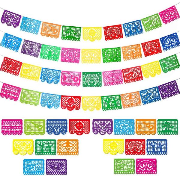 party decoration mexican square paper-cut plastic garland, flag on day of the dead, carnival bunting
party decoration mexican square paper-cut plastic garland, flag on day of the dead, carnival bunting