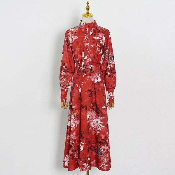 casual dresses women 2021 fashionable floral print collar waist lantern sleeve long dress, Black;gray
casual dresses women 2021 fashionable floral print collar waist lantern sleeve long dress, Black;gray