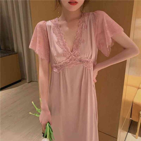 pink sweet lace trim long nightgown womens v-neck nightdress spring summer short sleeve sleepwear nightwear homewear, Black;red
pink sweet lace trim long nightgown womens v-neck nightdress spring summer short sleeve sleepwear nightwear homewear, Black;red