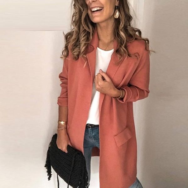 women's jackets casual women long autumn coats nude pink senior business ladies office overwear large size lapel slim cardigan 2021 clo, Black;brown
women's jackets casual women long autumn coats nude pink senior business ladies office overwear large size lapel slim cardigan 2021 clo, Black;brown