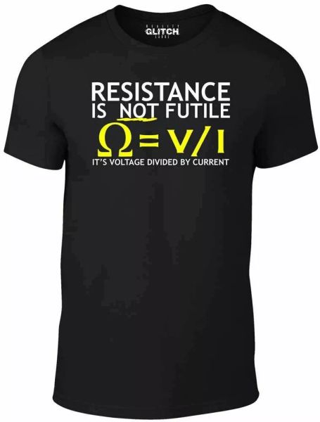voltage divided by current mens t-shirt - funny t shirt electrician joke science, White;black
voltage divided by current mens t-shirt - funny t shirt electrician joke science, White;black