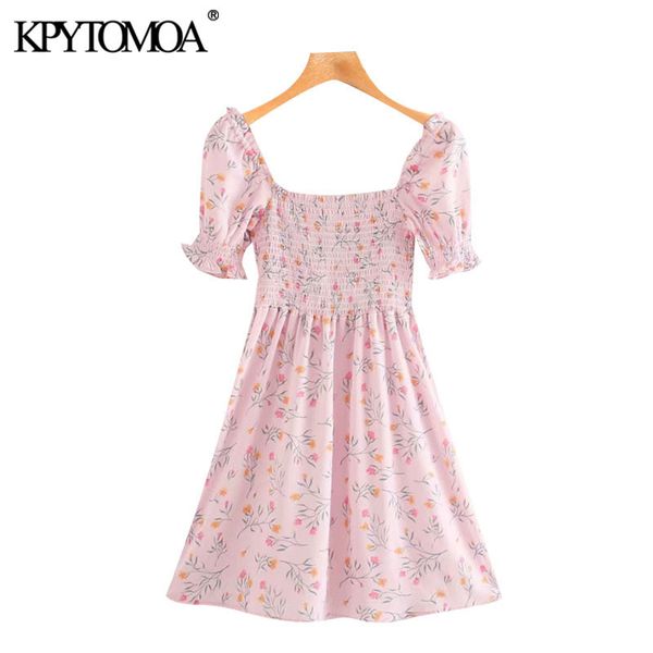 women fashion floral print ruffles mini dress vintage puff sleeves smocked female shirts blusas chic 210416, Black;gray
women fashion floral print ruffles mini dress vintage puff sleeves smocked female shirts blusas chic 210416, Black;gray