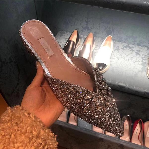 summer rhinestone pointed flat sandals and slippers silver sequins baotou half drag mueller shoes women wear fashion, Black
summer rhinestone pointed flat sandals and slippers silver sequins baotou half drag mueller shoes women wear fashion, Black
