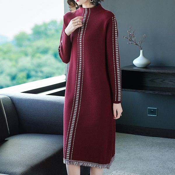 casual dresses coigarsam women dress autumn 2022 office lady knitting long sleeve loose solid turtleneck wine red robe, Black;gray
casual dresses coigarsam women dress autumn 2022 office lady knitting long sleeve loose solid turtleneck wine red robe, Black;gray