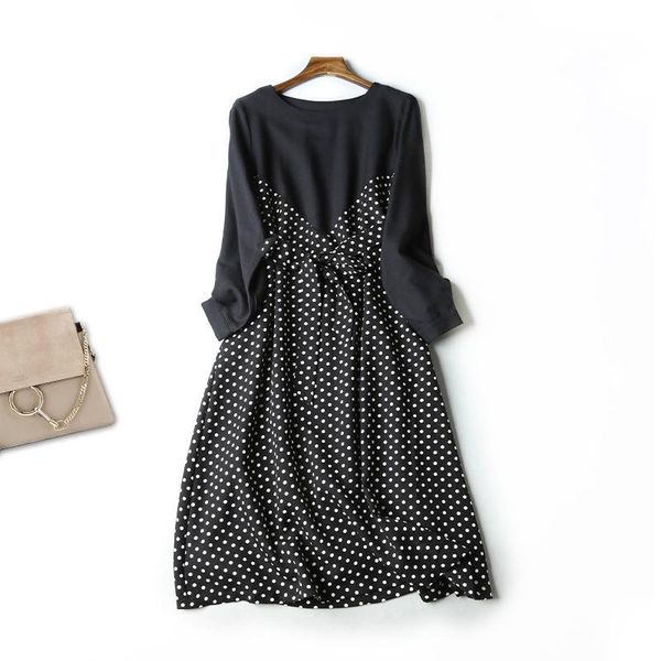 wavelet point splicing dress 2021 autumn light luxury style medium length wool long sleeve women's casual dresses, Black;gray
wavelet point splicing dress 2021 autumn light luxury style medium length wool long sleeve women's casual dresses, Black;gray