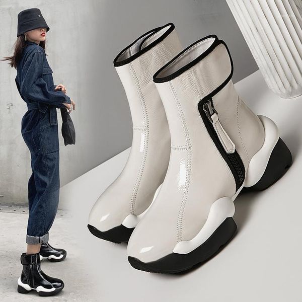boots grace2021 thick-soled women's winter mid-heel thick heel short european american white patent leather single1, Black
boots grace2021 thick-soled women's winter mid-heel thick heel short european american white patent leather single1, Black
