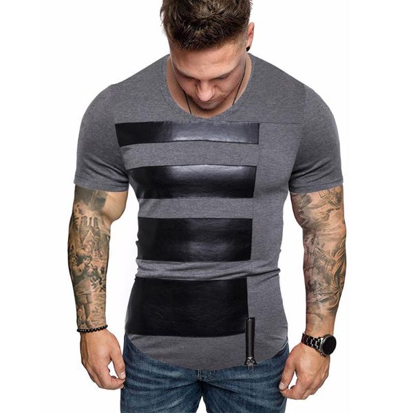 men's t-shirts fashion casual patchwork short-sleeved t-shirt round-neck slim fit men, White;black
men's t-shirts fashion casual patchwork short-sleeved t-shirt round-neck slim fit men, White;black