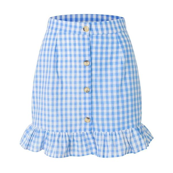 summer women's skirt 4 colors gingham flounce decoration high waist single button small fresh plaid dress skirts, Black
summer women's skirt 4 colors gingham flounce decoration high waist single button small fresh plaid dress skirts, Black