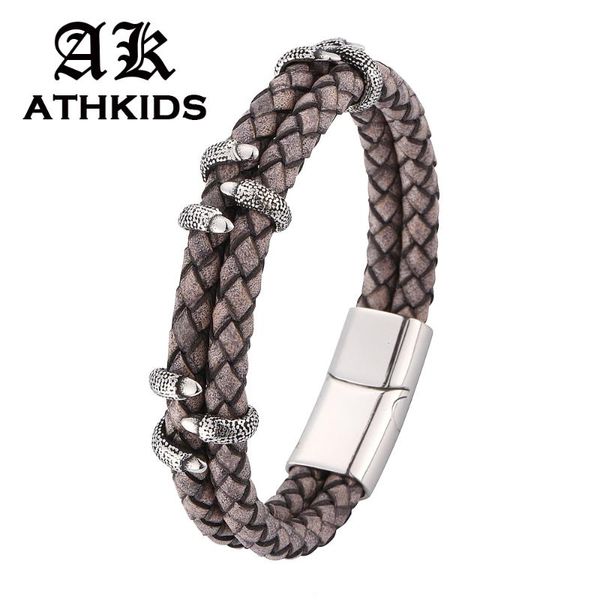 charm bracelets vintage braided leather cuff men jewelry unique design chain link bangles male wrist band gift pd0249g, Golden;silver
charm bracelets vintage braided leather cuff men jewelry unique design chain link bangles male wrist band gift pd0249g, Golden;silver