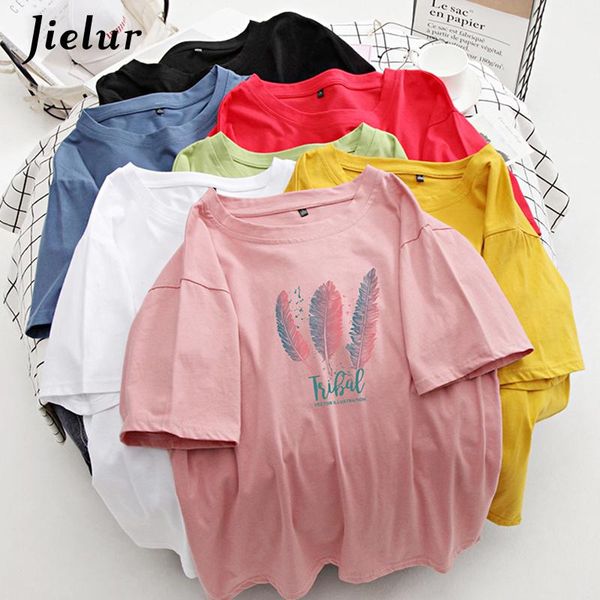 women's t-shirt tee shirt 7 colors basic t-shirts women creative feather print casual summer hipster pink blue t oversize, White
women's t-shirt tee shirt 7 colors basic t-shirts women creative feather print casual summer hipster pink blue t oversize, White