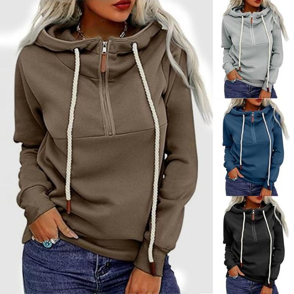 women's hoodies & sweatshirts autumn long sleeve solid loose women casual zipper drawstring hooded sweatshirt elegant turtleneck winter, Black
women's hoodies & sweatshirts autumn long sleeve solid loose women casual zipper drawstring hooded sweatshirt elegant turtleneck winter, Black
