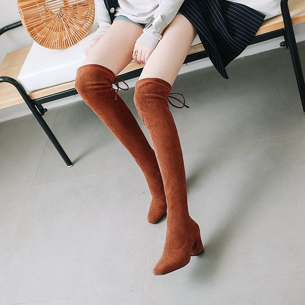 boots 2021 autumn winter over the knee women faux suede stretch thigh fashion cross tied square high heel lady shoes, Black
boots 2021 autumn winter over the knee women faux suede stretch thigh fashion cross tied square high heel lady shoes, Black