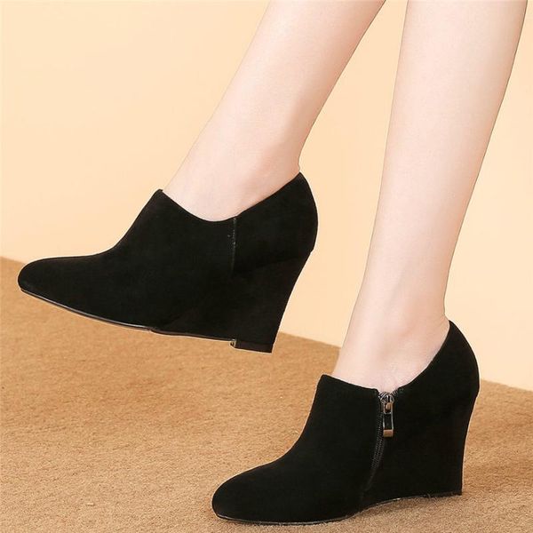 boots ladies creepers women genuine leather wedges high heel ankle female low pointed toe party pumps shoes casual, Black
boots ladies creepers women genuine leather wedges high heel ankle female low pointed toe party pumps shoes casual, Black