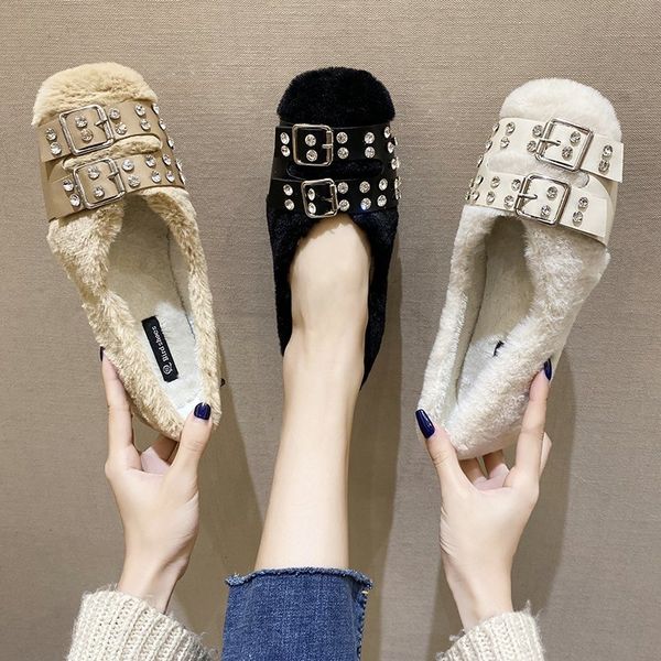 dress shoes crystal double buckle band fur flats women ballerina winter plush shoes woman warm fleeces loafers celebrity furry moccasins 8jy, Black
dress shoes crystal double buckle band fur flats women ballerina winter plush shoes woman warm fleeces loafers celebrity furry moccasins 8jy, Black
