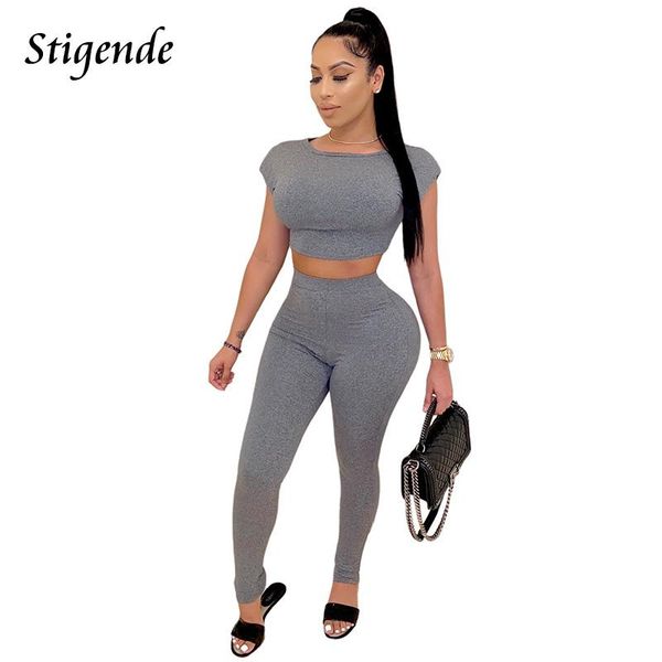 women's tracksuits stigende women summer bodycon two piece tracksuit casual solid short sleeve crop and pants set 2 fitness gym wear, Gray
women's tracksuits stigende women summer bodycon two piece tracksuit casual solid short sleeve crop and pants set 2 fitness gym wear, Gray