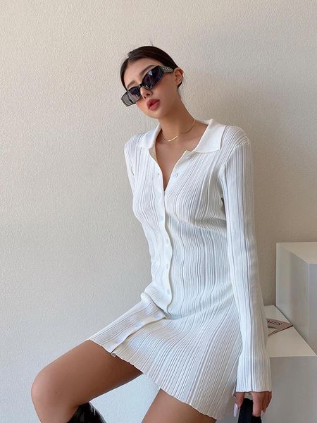 woman collar button knitted long sleeve mini black white a-line dress s  casual dresses, Black;gray 
woman collar button knitted long sleeve mini black white a-line dress s  casual dresses, Black;gray