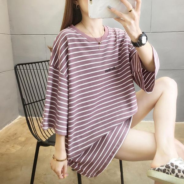 women's t-shirt kekeplus store casual loose cotton striped t-shirts for women summer short sleeve simple tees ladies basic plus shirts, White
women's t-shirt kekeplus store casual loose cotton striped t-shirts for women summer short sleeve simple tees ladies basic plus shirts, White