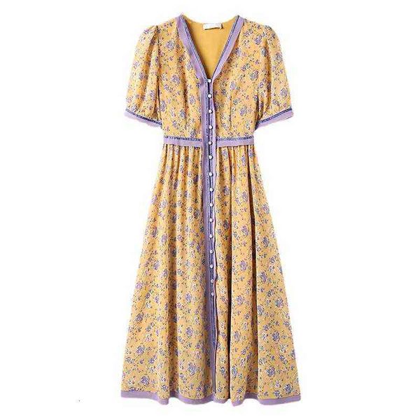 medium french floral length dress 2021 spring and summer style temperament v-neck waist slim tea break chiffon dress, Black;gray
medium french floral length dress 2021 spring and summer style temperament v-neck waist slim tea break chiffon dress, Black;gray