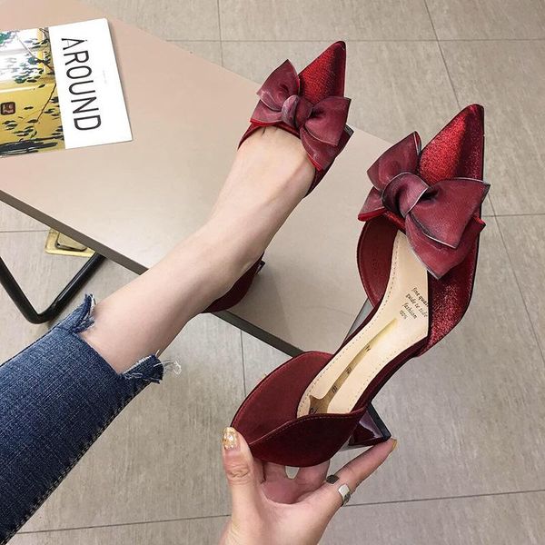 dress shoes summer sweet ladies korean all-match 5 cm wedding female hollow pointed toe thick bow high heels, Black
dress shoes summer sweet ladies korean all-match 5 cm wedding female hollow pointed toe thick bow high heels, Black