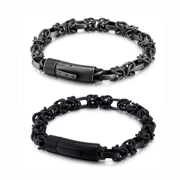 link, chain simple stainless steel bracelet fashion punk vintage hip-hop bangle personality men jewelry, Black
link, chain simple stainless steel bracelet fashion punk vintage hip-hop bangle personality men jewelry, Black