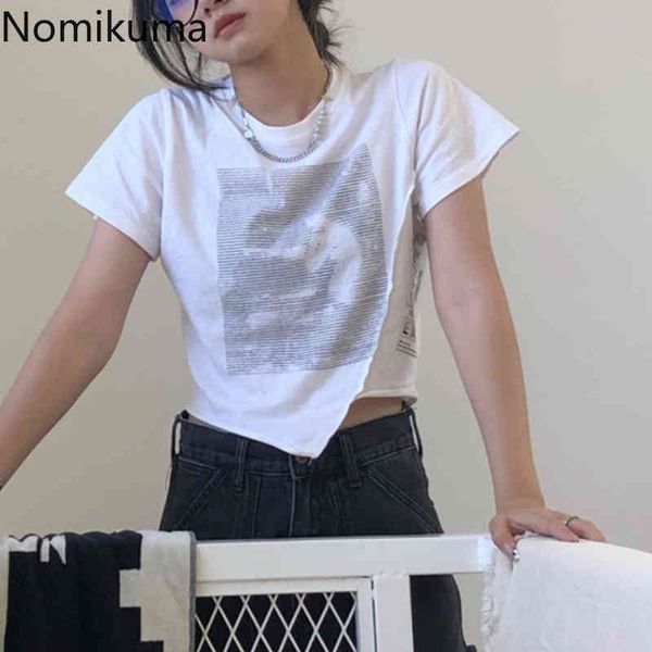 nomikuma summer chic t shirt women irregular printed y2k o neck short sleeve tshirts high street camisetas 210514, White
nomikuma summer chic t shirt women irregular printed y2k o neck short sleeve tshirts high street camisetas 210514, White