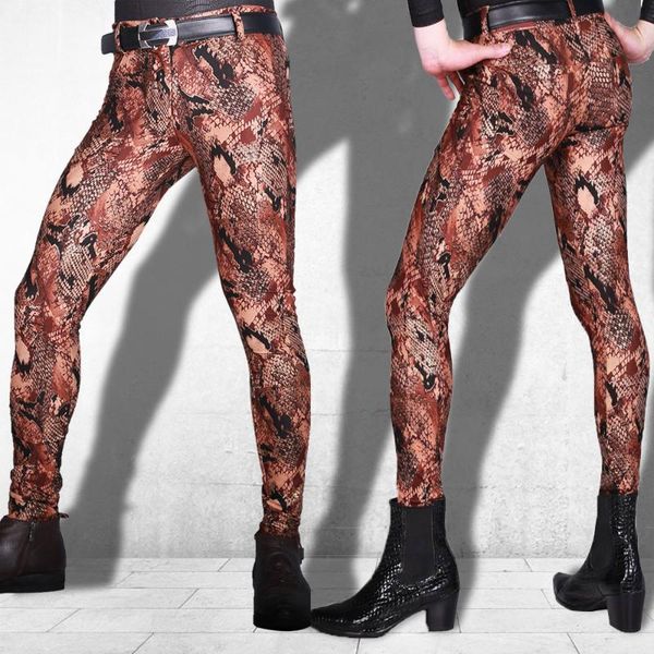 fashion snake grain camo tactical trousers men's casual pencil pants hair stylist high eelastic tight leg gay leggings, Black
fashion snake grain camo tactical trousers men's casual pencil pants hair stylist high eelastic tight leg gay leggings, Black